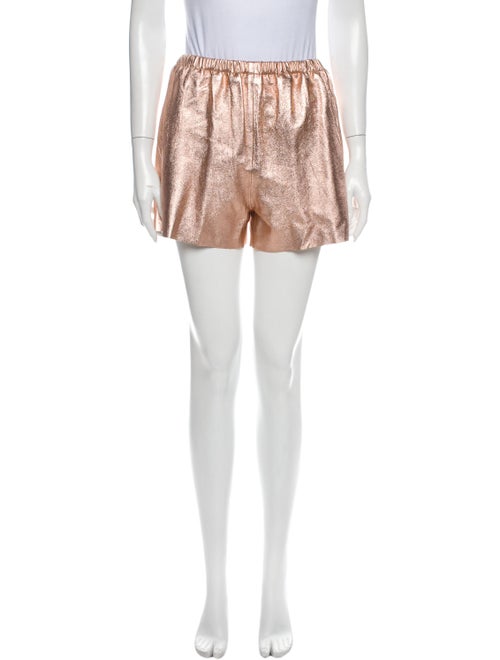 Red Valentino Lamb Leather Mini Shorts Red