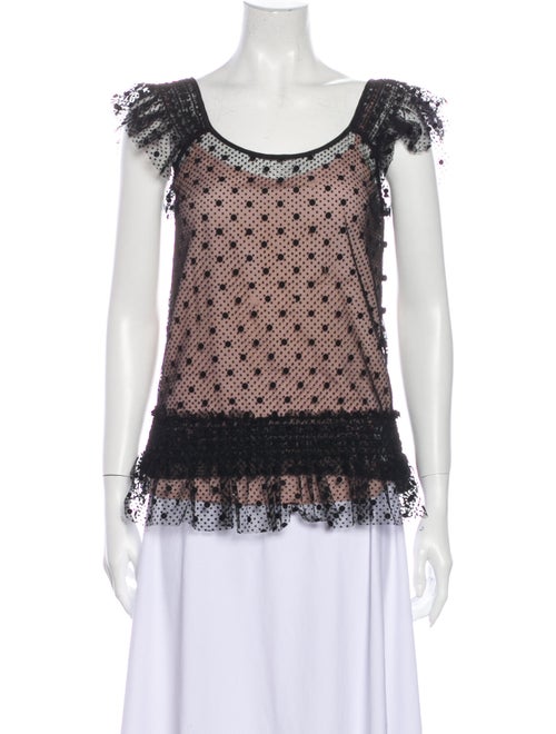 Red Valentino Lace Pattern Scoop Neck Blouse Red