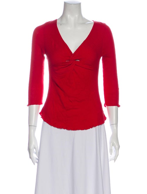 Red Valentino V-Neck Three-Quarter Sleeve Blouse R