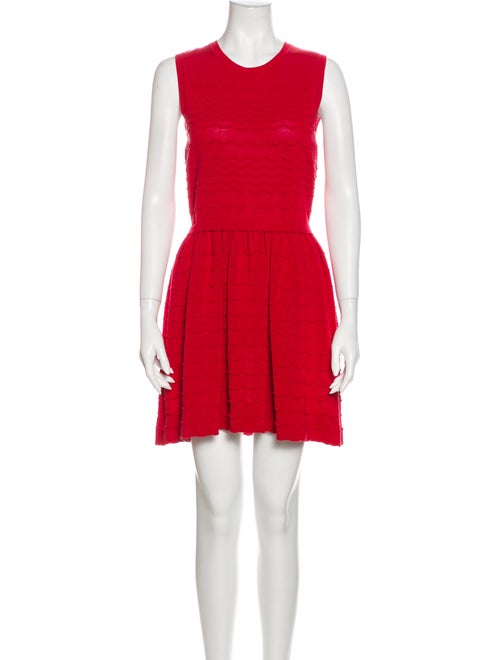 Red Valentino Crew Neck Mini Dress Red
