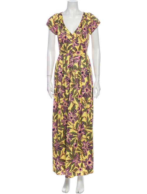 Red Valentino Floral Print Long Dress Red