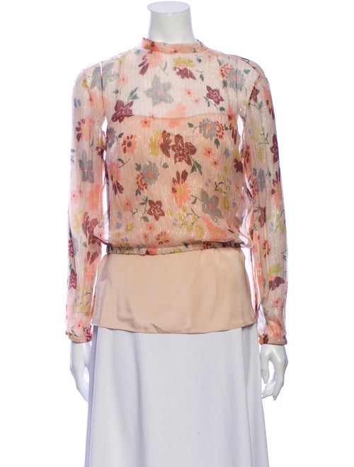 Red Valentino Silk Floral Print Blouse Red