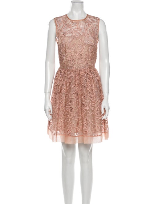 Red Valentino Lace Pattern Mini Dress Red