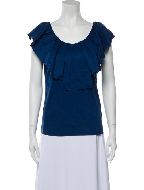 Red Valentino Scoop Neck Short Sleeve Blouse Red