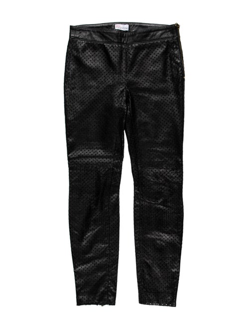 Red Valentino Lamb Leather Skinny Leg Pants Red