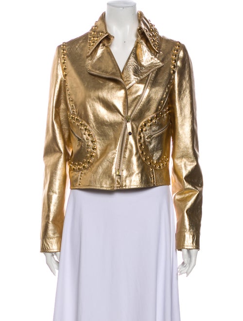 Red Valentino Leather Biker Jacket Red