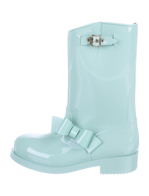 Red Valentino Patent Leather Bow Accents Rain Boot