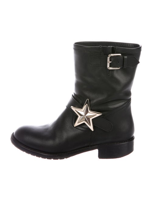 Red Valentino Leather Moto Boots Red
