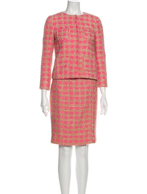 Red Valentino Tweed Pattern Skirt Suit Red