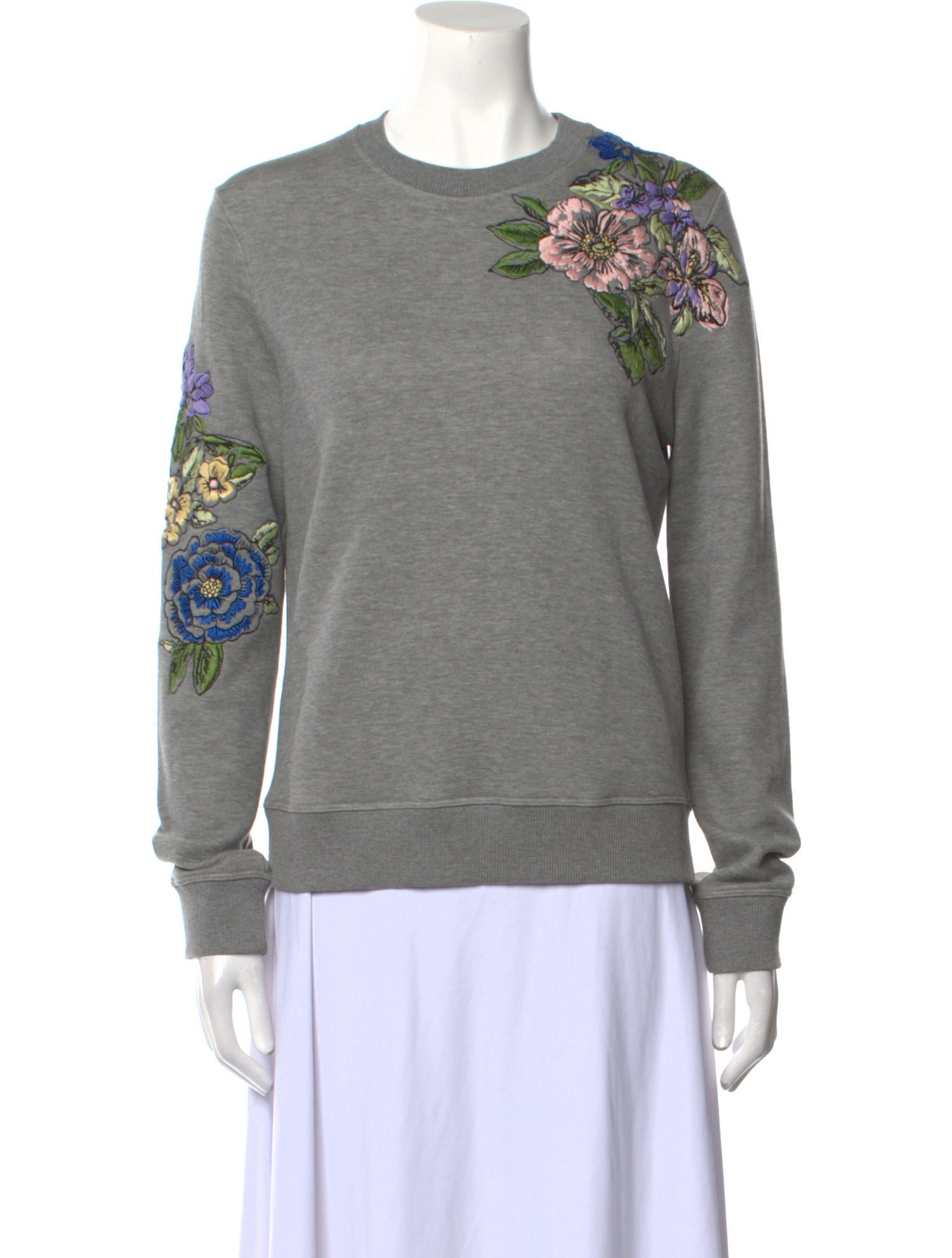 Red Valentino Graphic Print Crew Neck Sweatshirt Grey Tops, Clothing