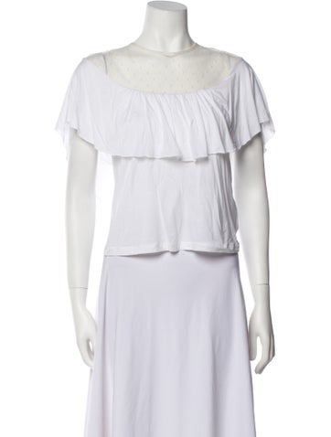 Red Valentino Tops Off-The-Shoulder Short Sleeve Crop Top XS