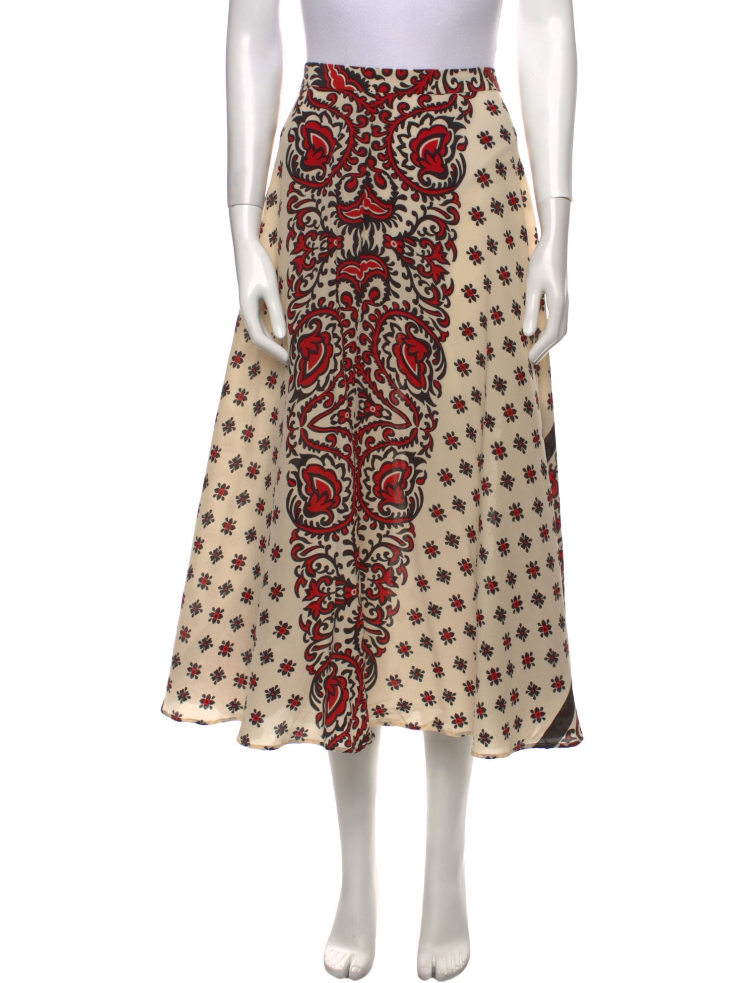 Red Valentino Silk Midi Length Skirt
