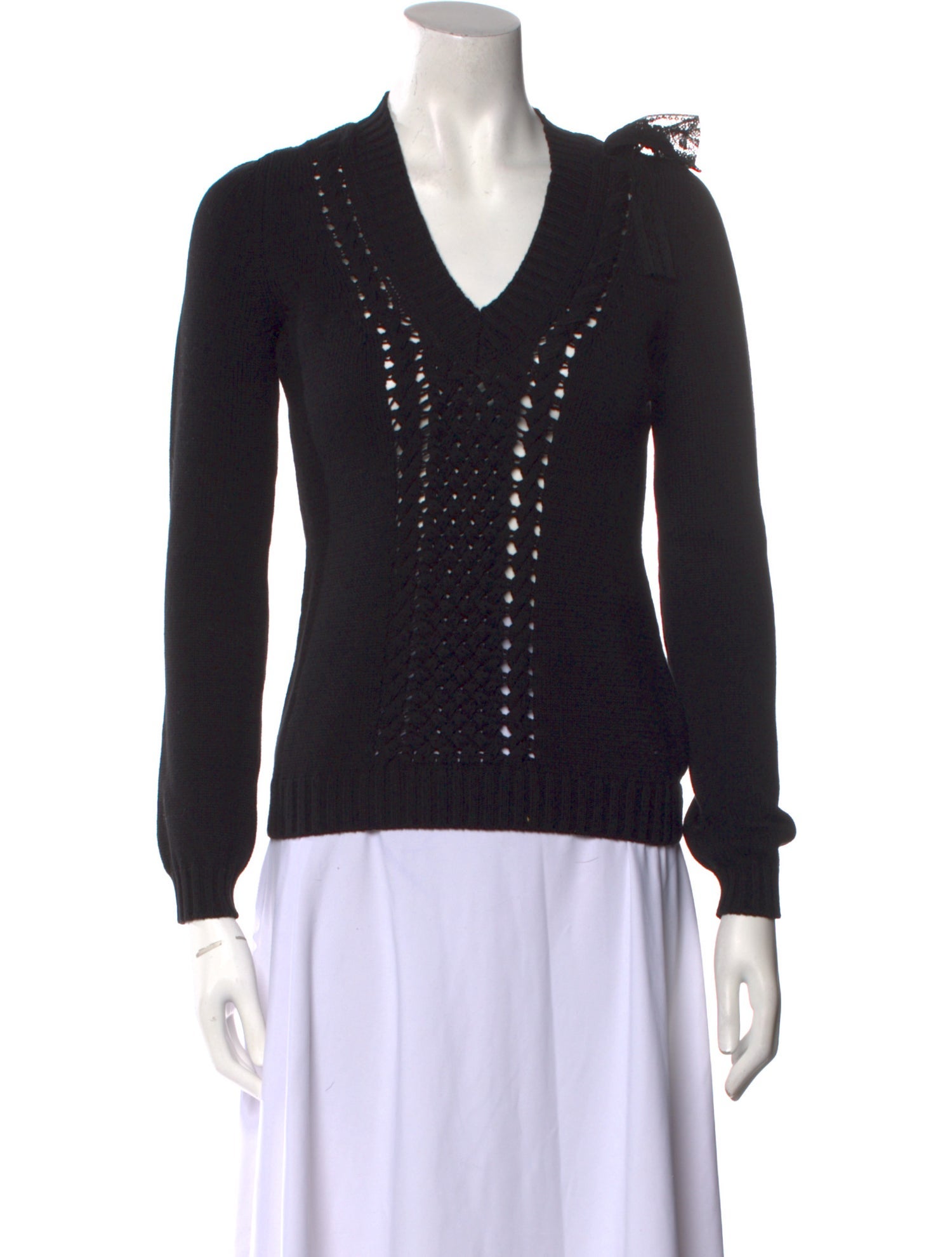 Red Valentino Virgin Wool V-Neck Sweater