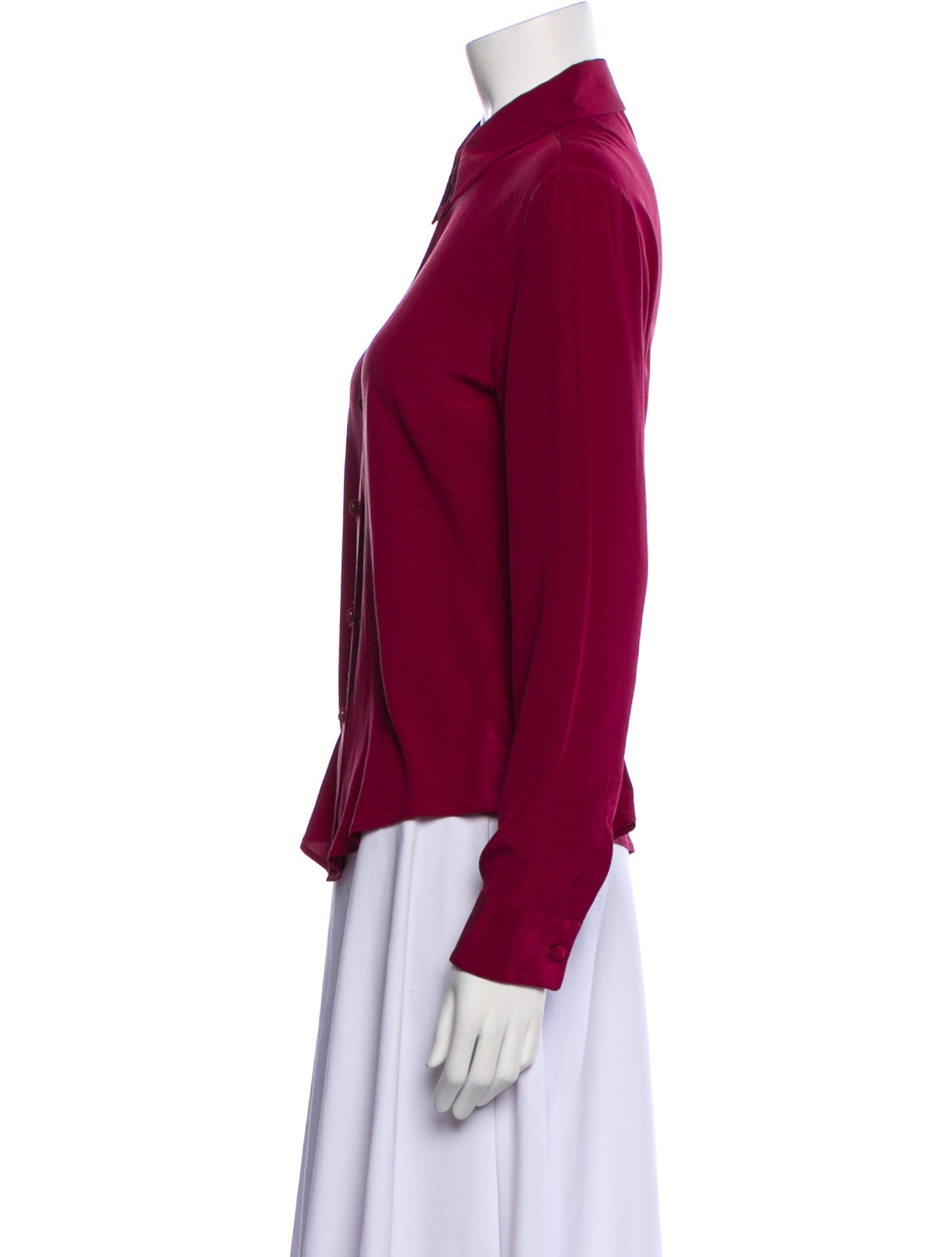 Red Valentino Silk Long Sleeve Button-Up Top