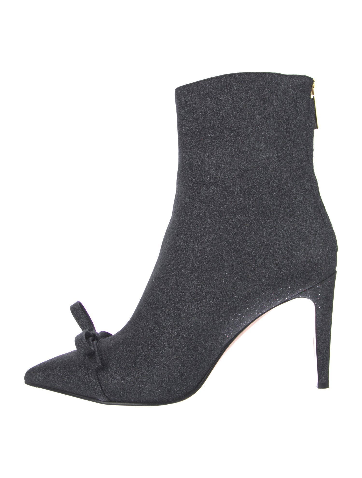 Red Valentino Leather Glitter Accents Sock Boots