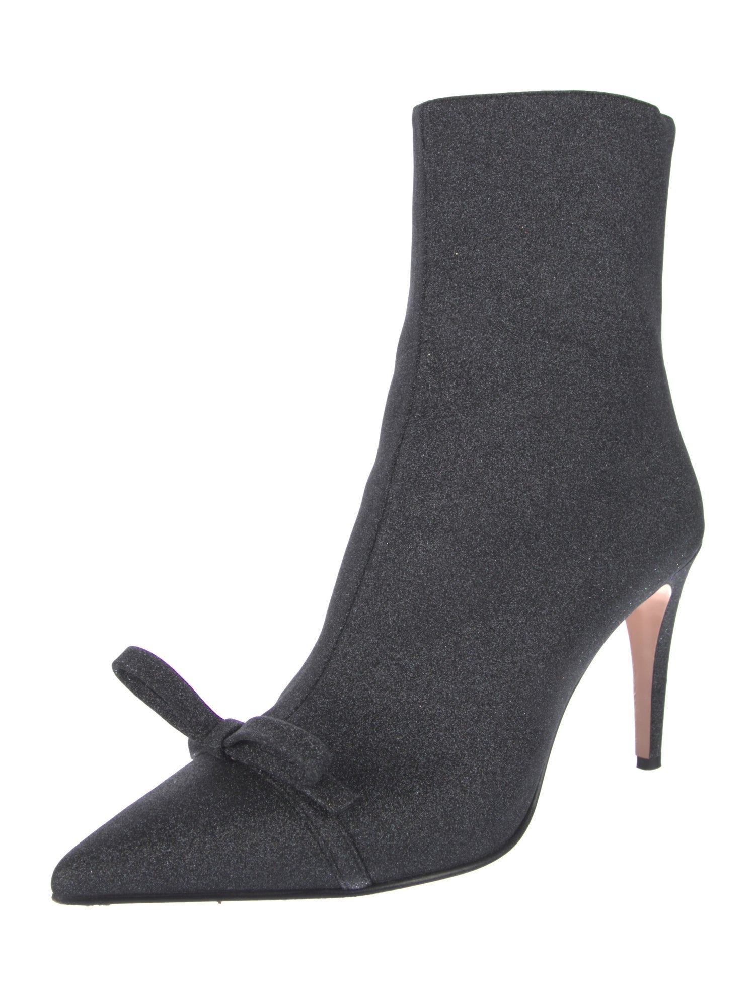 Red Valentino Leather Glitter Accents Sock Boots