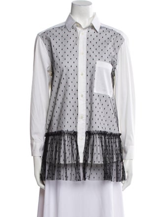 Red Valentino Printed Long Sleeve Button-Up Top
