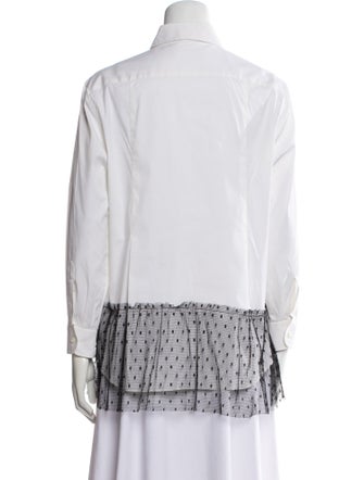 Red Valentino Printed Long Sleeve Button-Up Top