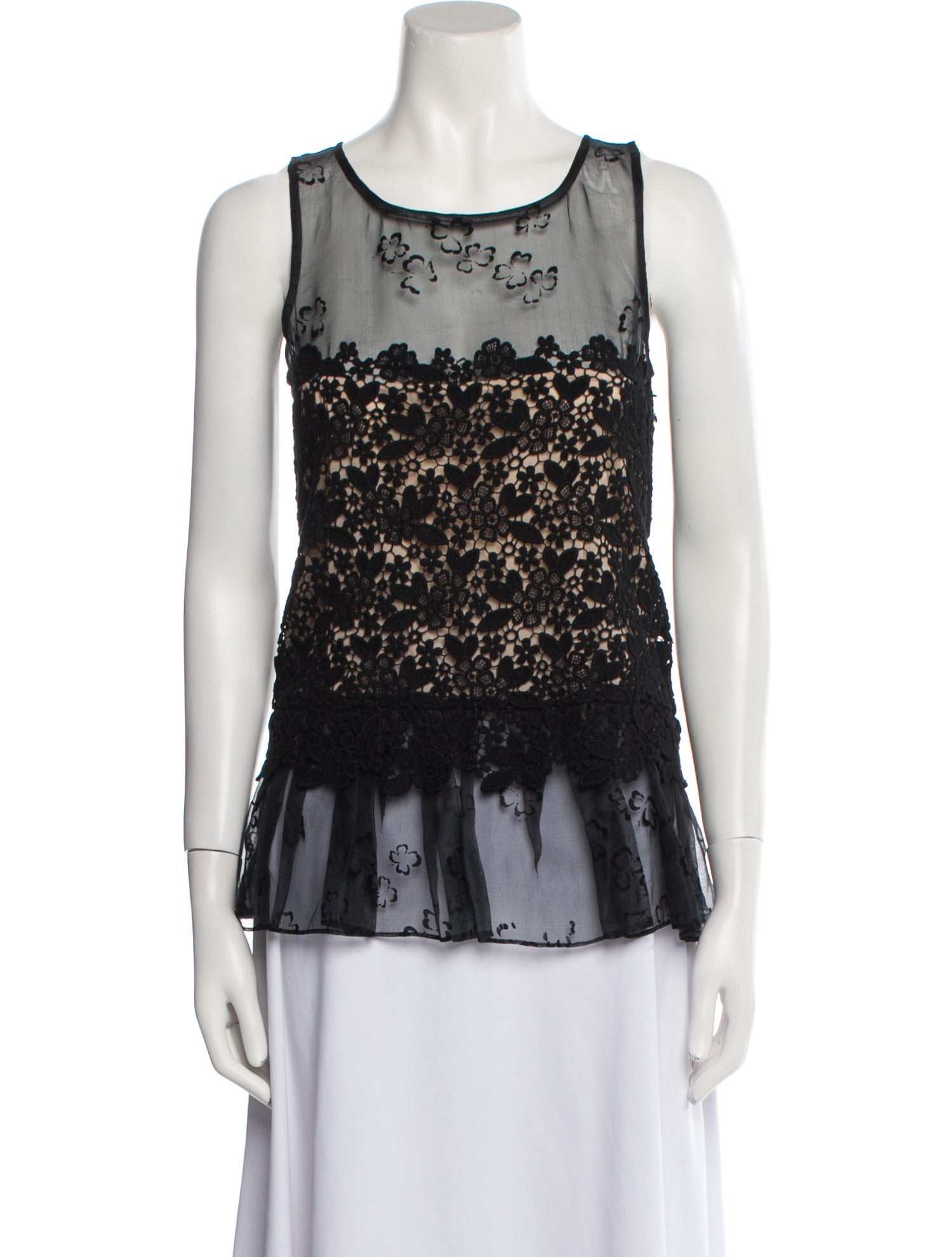 Red Valentino Silk Lace Pattern Top