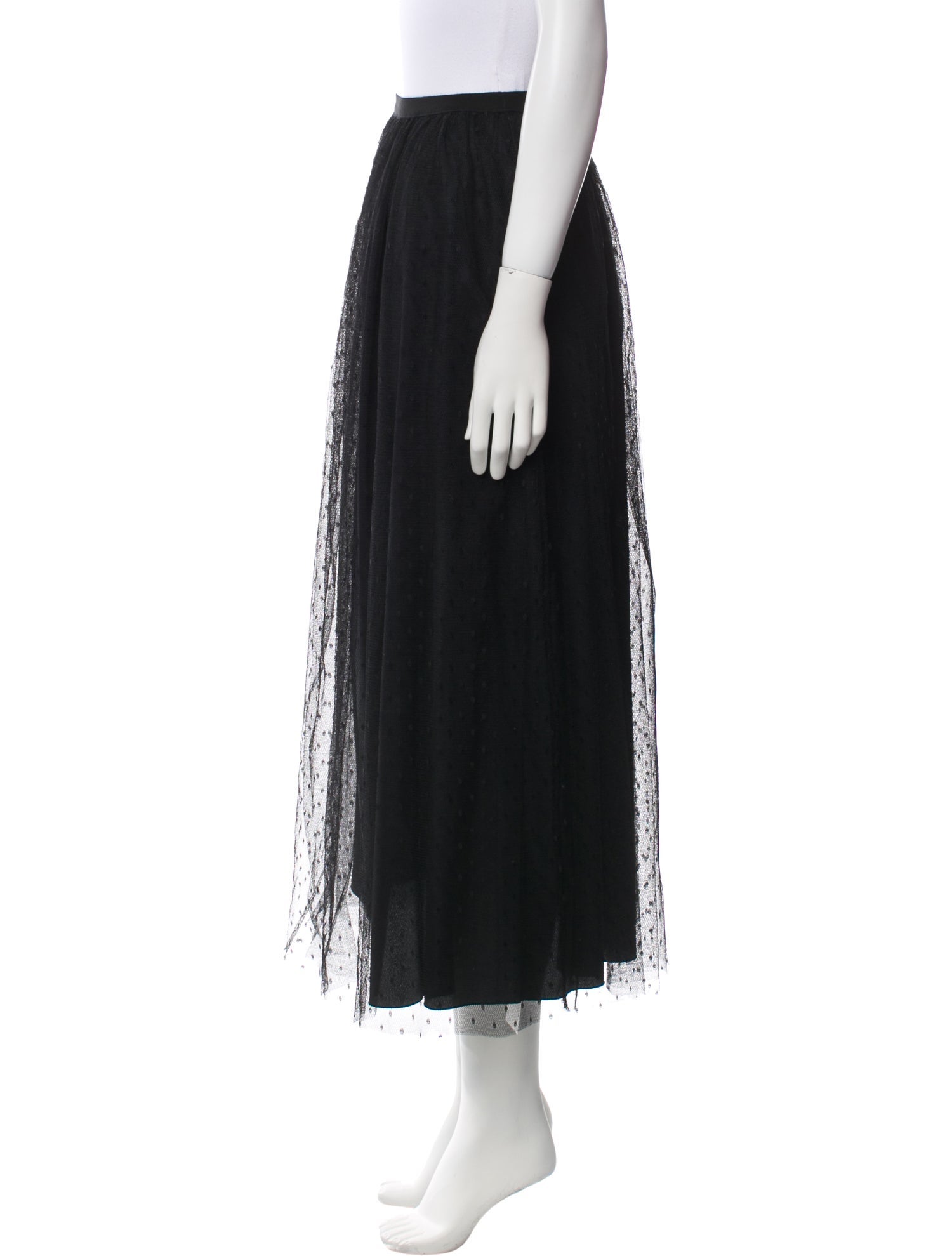 Red Valentino Mesh Accents Midi Length Skirt