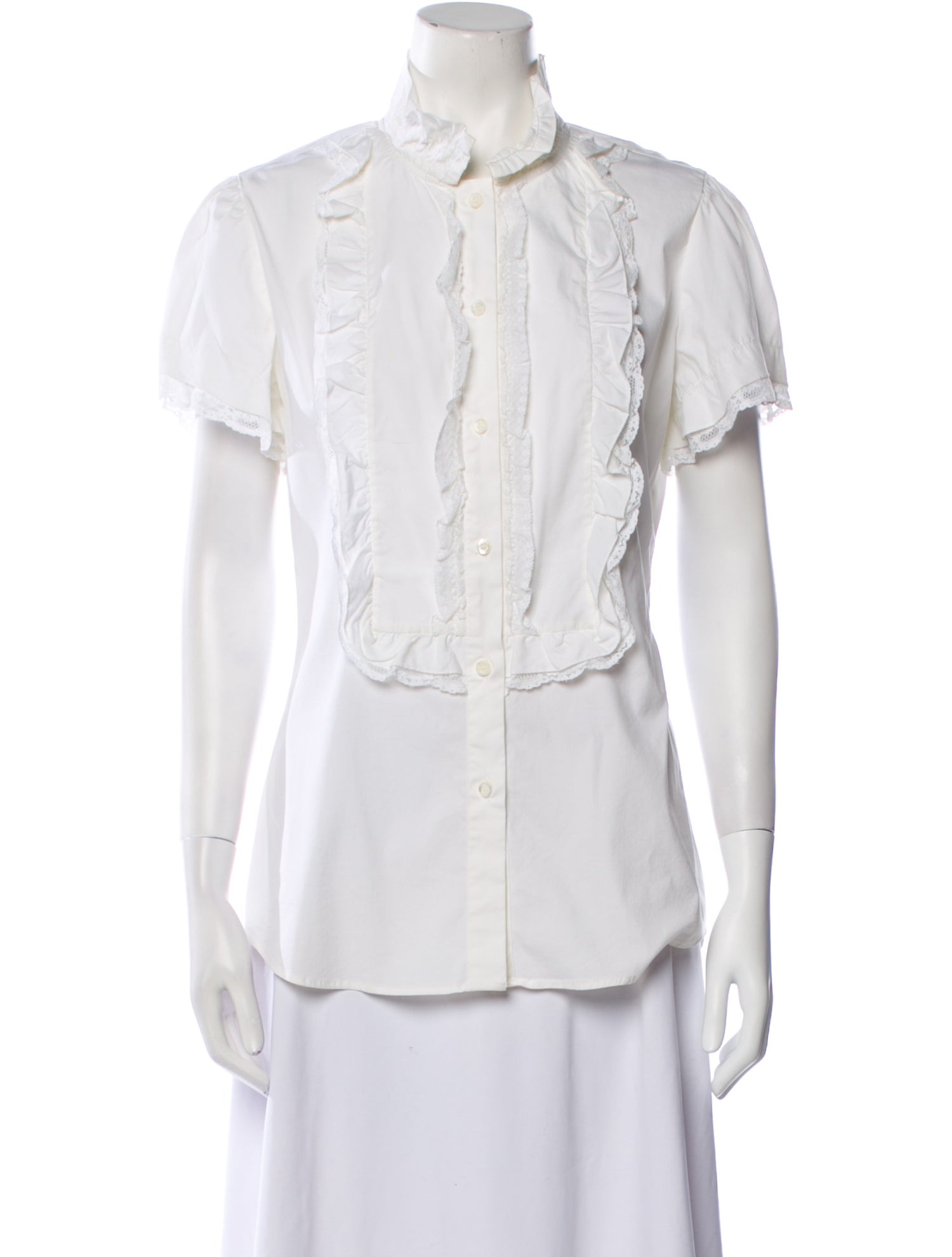 Red Valentino Short Sleeve Button-Up Top