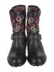 Red Valentino Rockstud Accents Leather Moto Boots