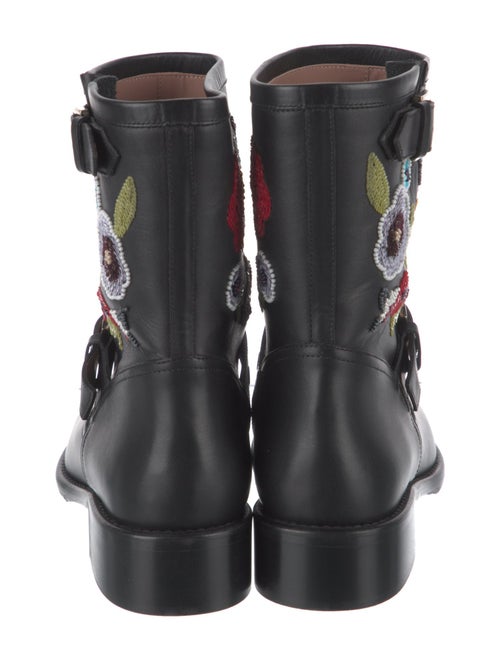 Red Valentino Rockstud Accents Leather Moto Boots