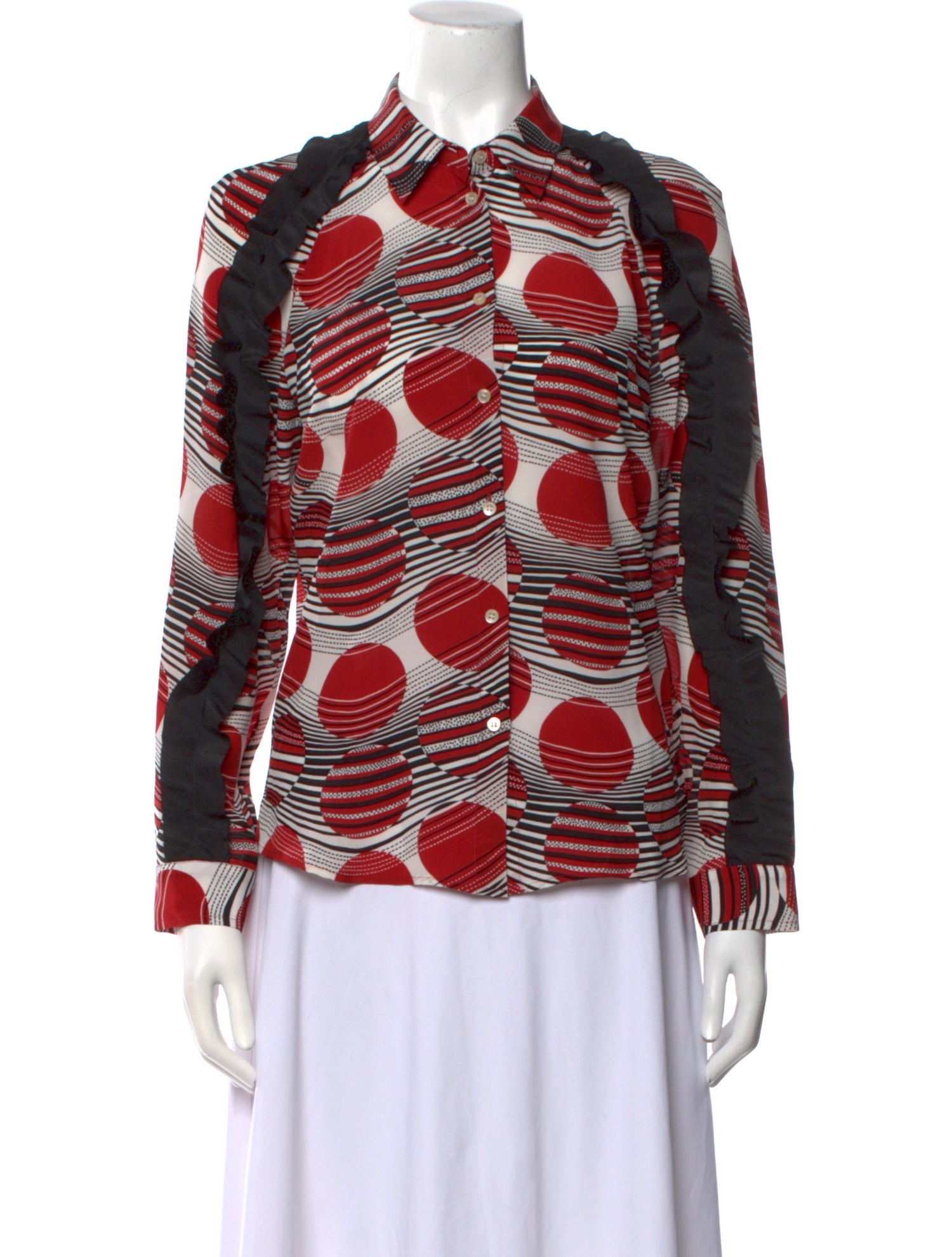 Red Valentino Silk Printed Button-Up Top