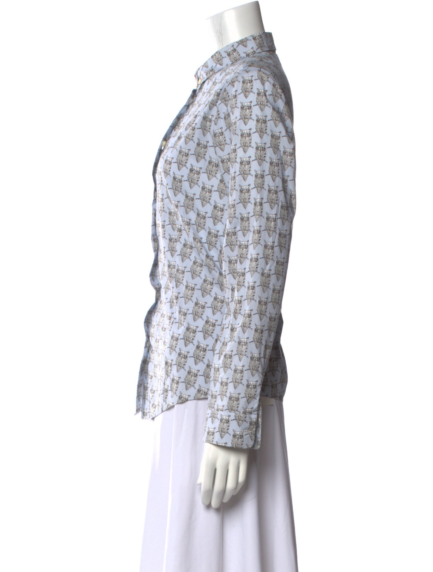 Red Valentino Printed Long Sleeve Button-Up Top