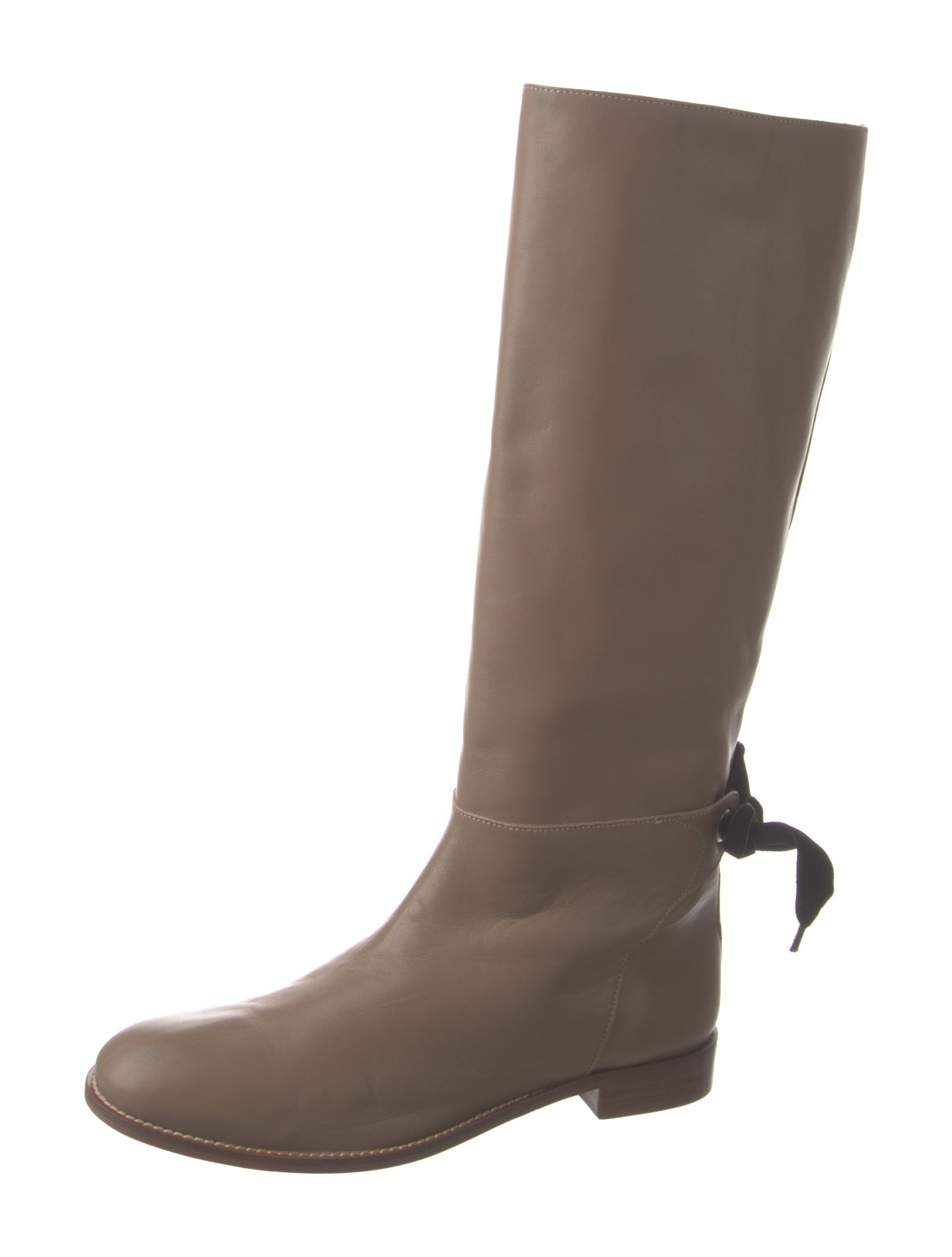 Red Valentino Leather Bow Accents Riding Boots