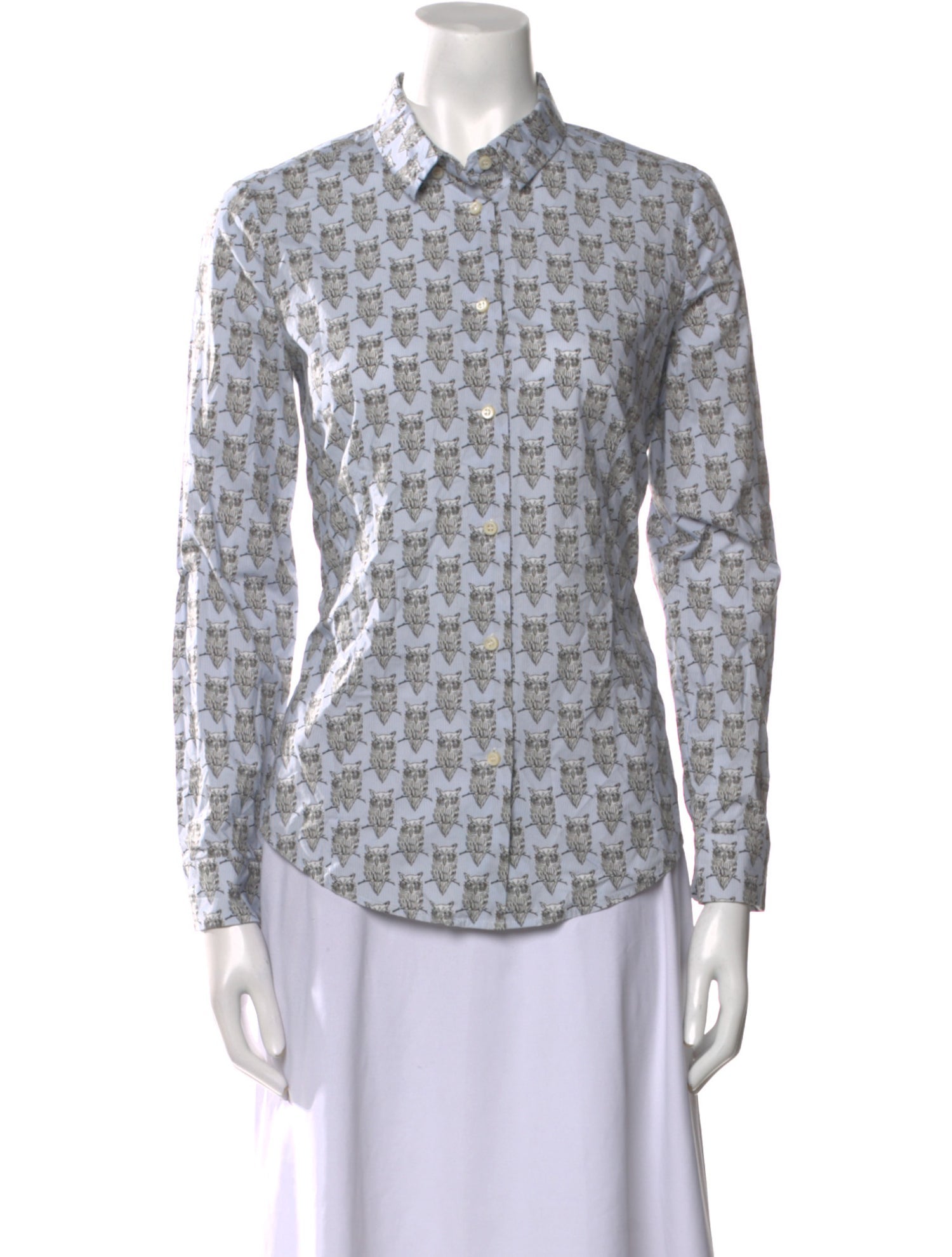 Red Valentino Floral Print Long Sleeve Button-Up Top