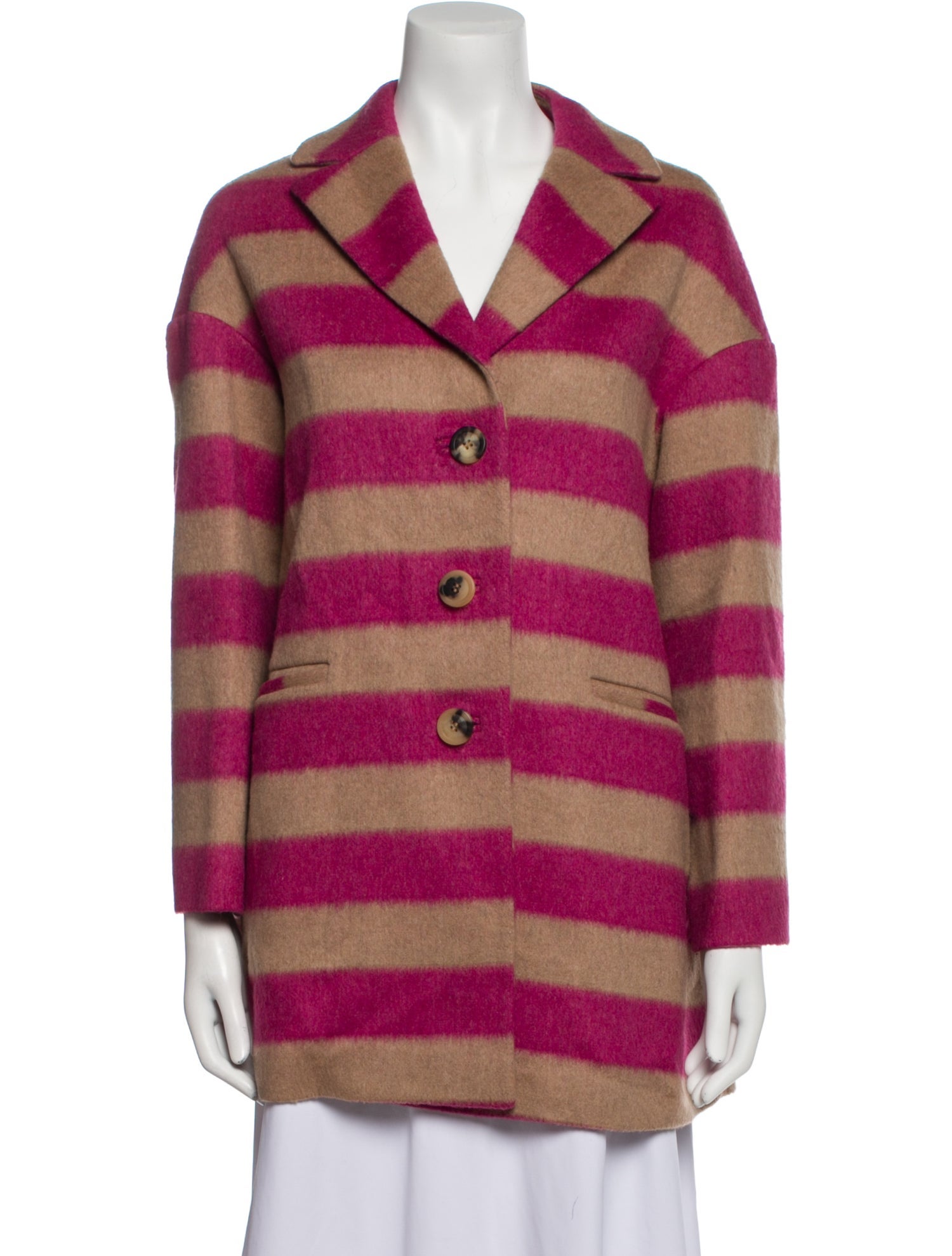 Red Valentino Wool Striped Coat