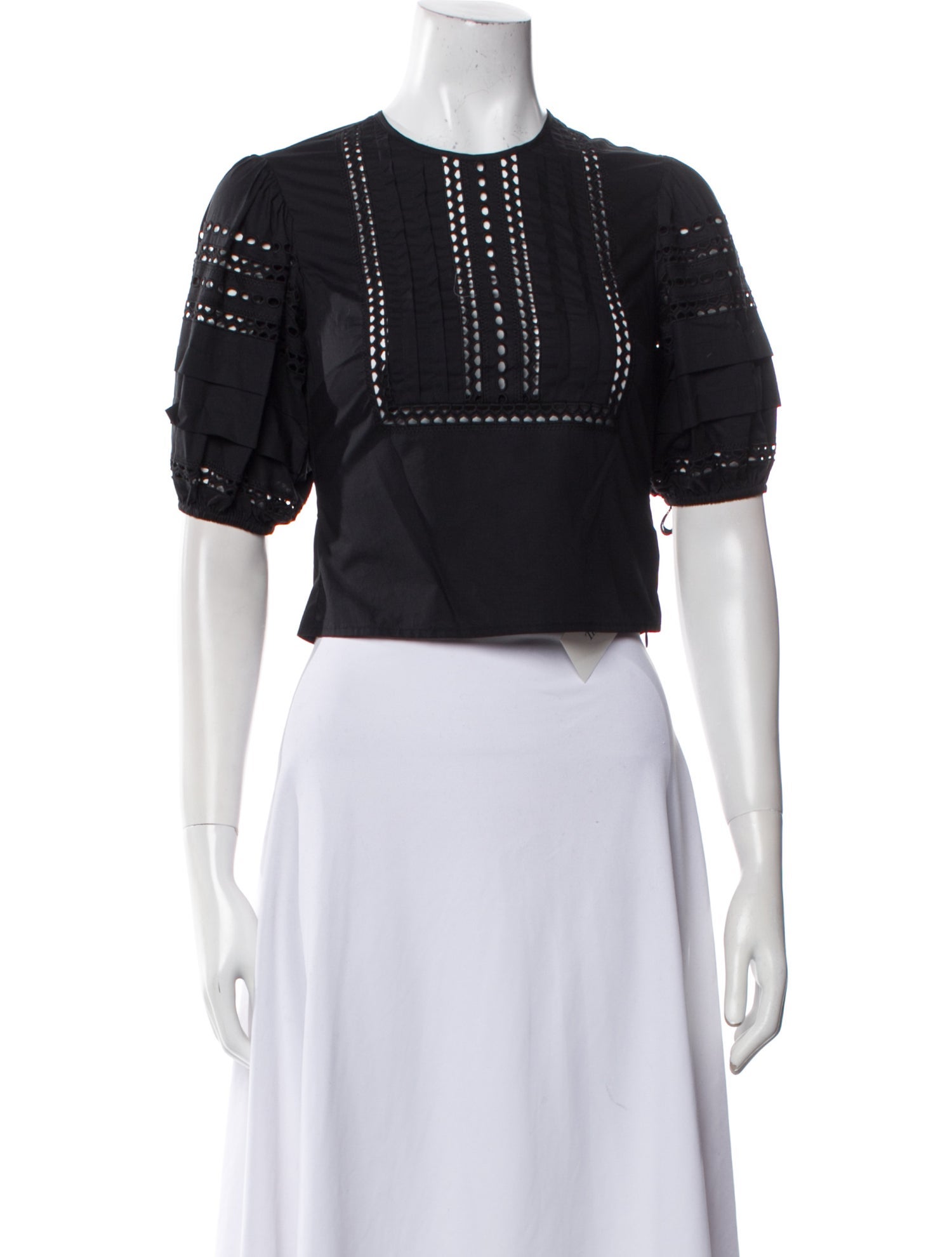 Red Valentino Crew Neck Short Sleeve Crop Top