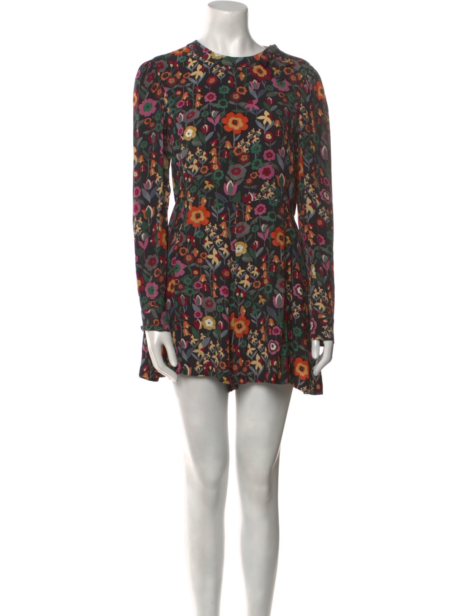 Red Valentino Floral Print Crew Neck Romper