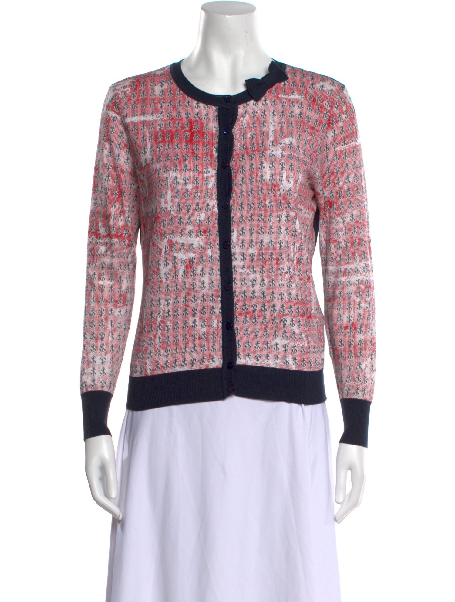 Red Valentino Printed Scoop Neck Sweater