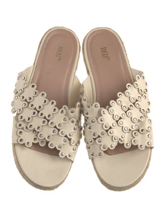 Red Valentino Leather Floral Print Slides