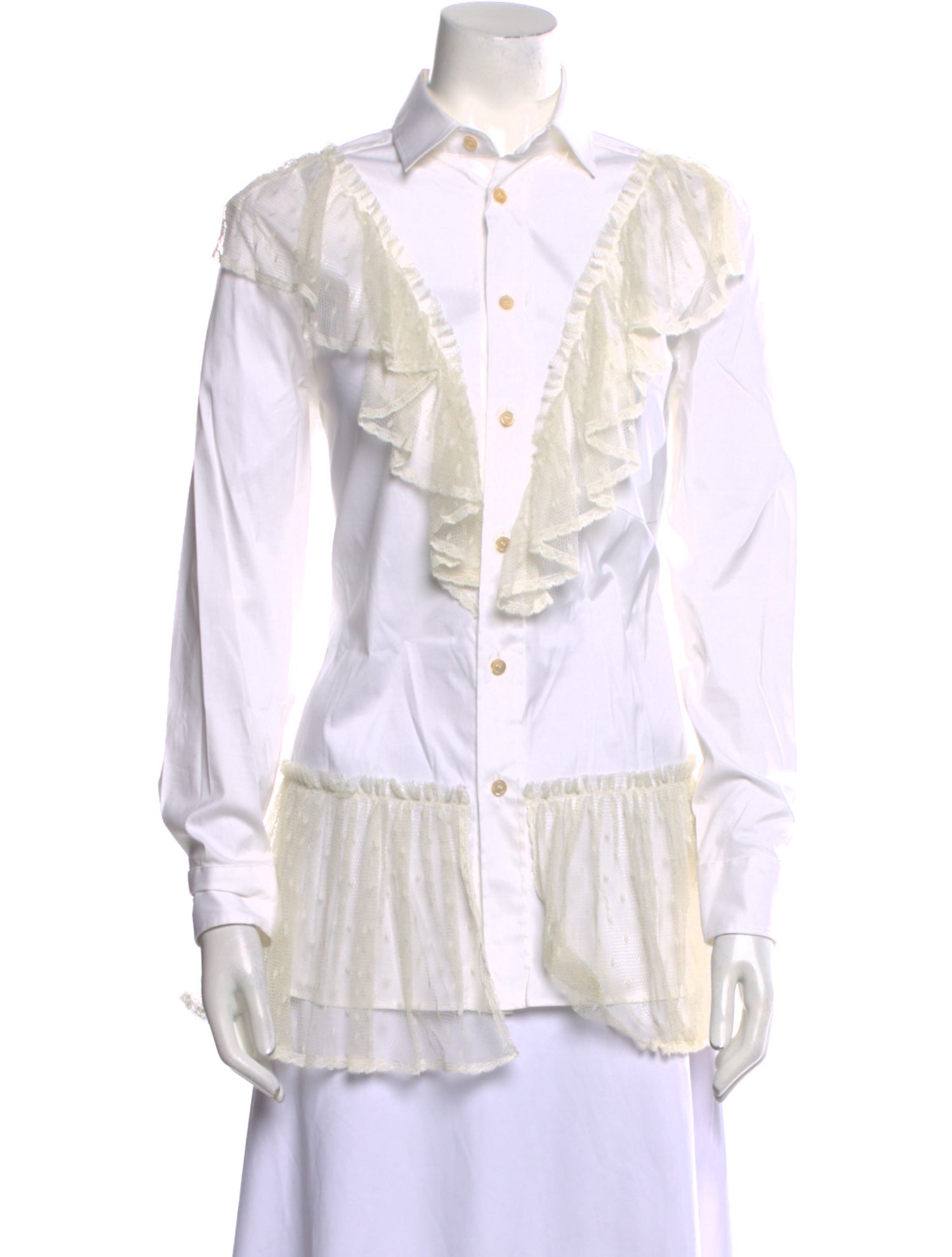 Red Valentino Long Sleeve Button-Up Top