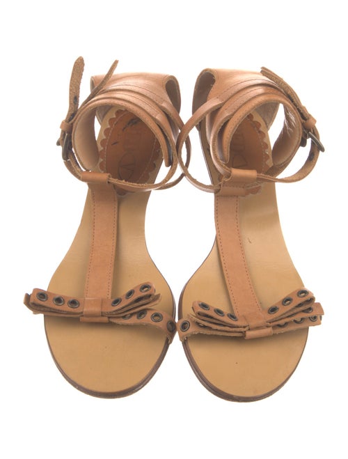 Red Valentino Leather T-Strap Sandals