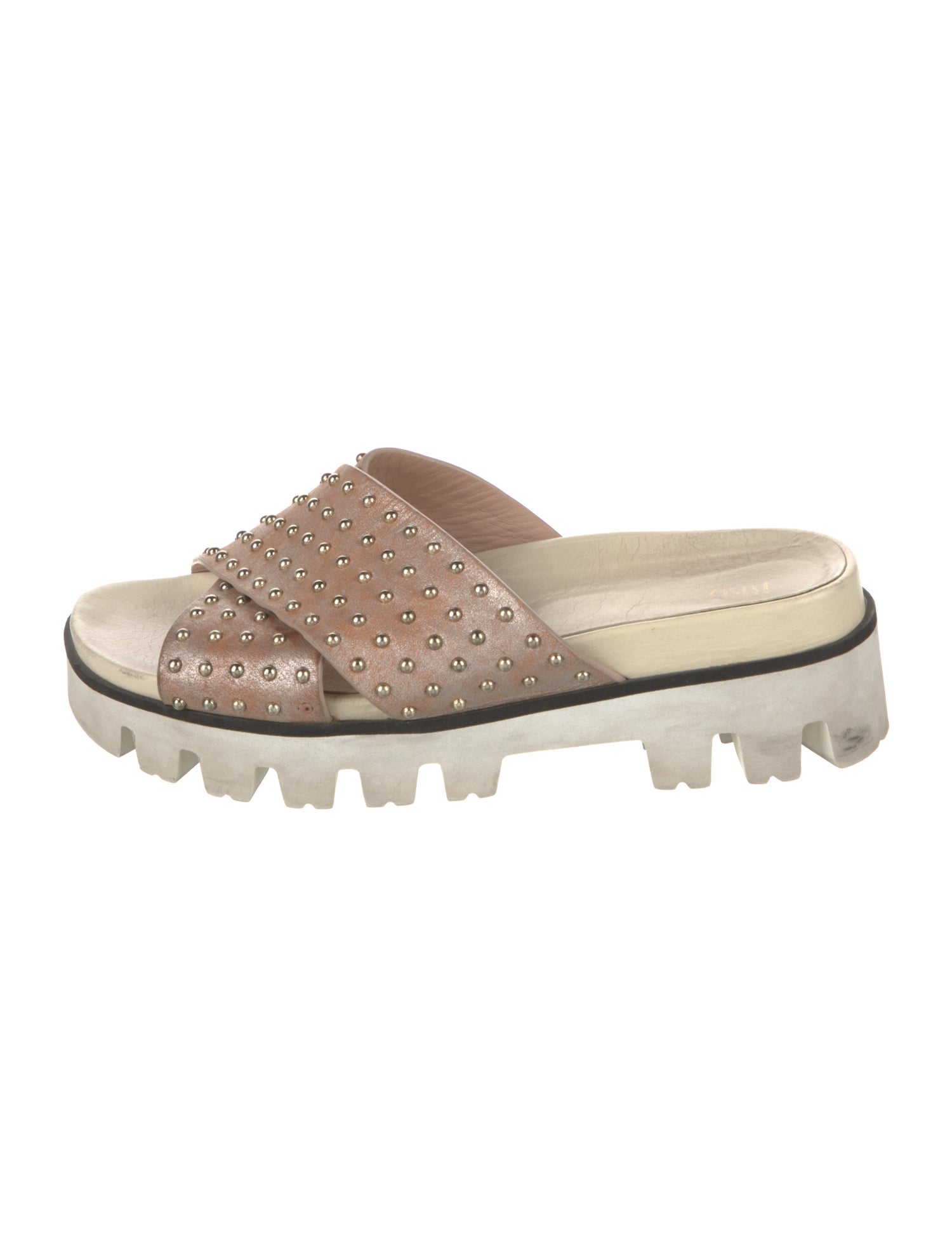 Red Valentino Leather Studded Accents Slides