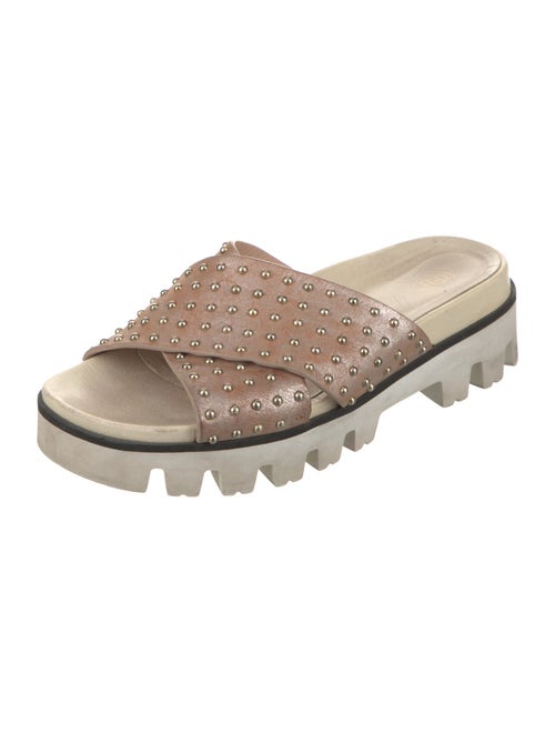 Red Valentino Leather Studded Accents Slides