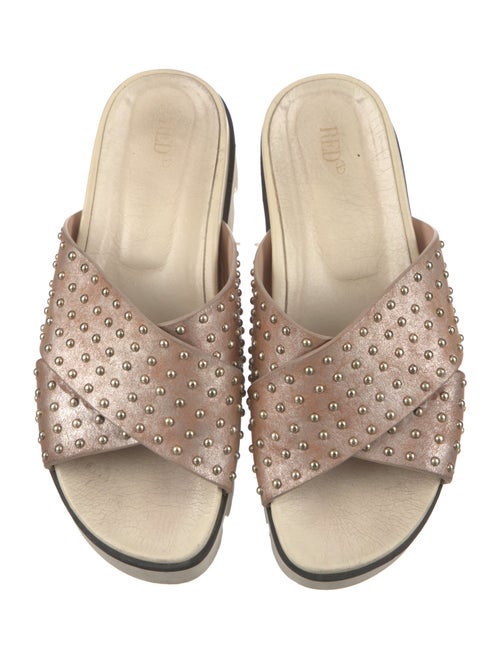 Red Valentino Leather Studded Accents Slides