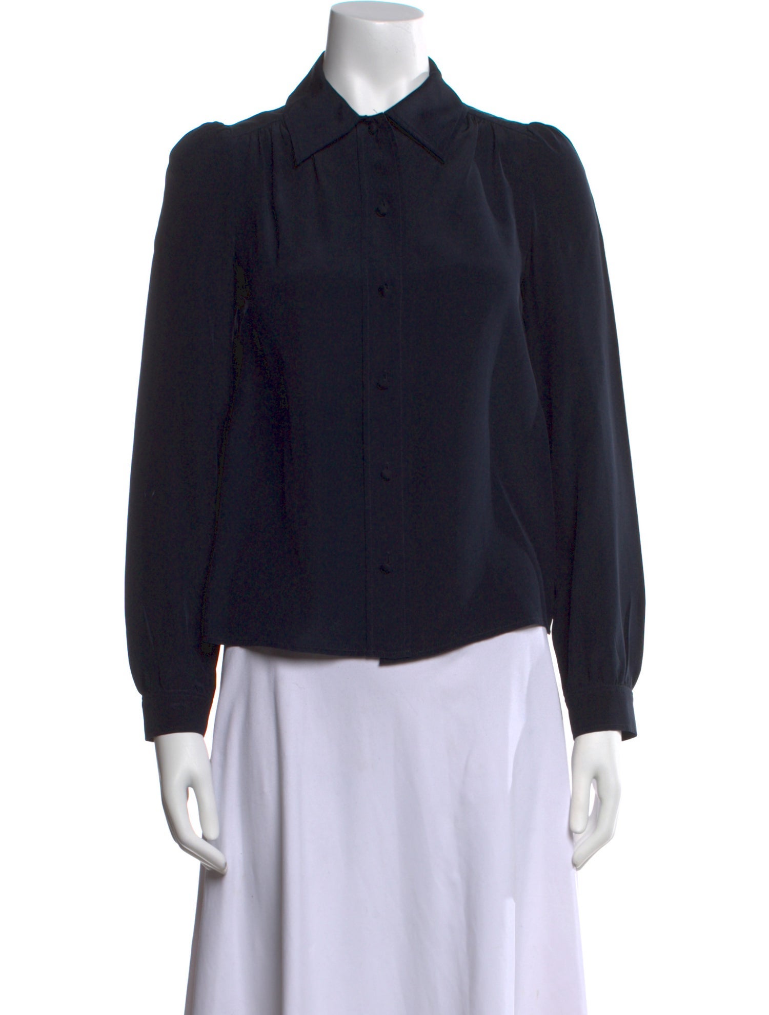 Red Valentino Silk Long Sleeve Button-Up Top