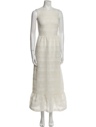 Red Valentino Crew Neck Long Dress