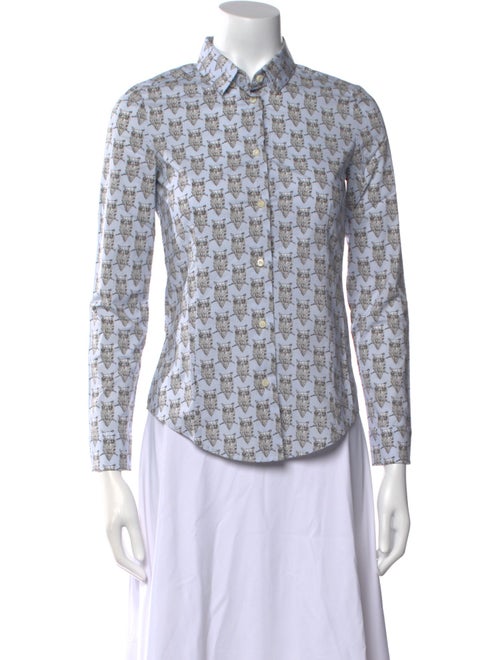 Red Valentino Printed Three-Quarter Sleeve Button-Up Top