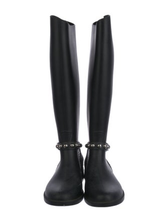 Red Valentino Rubber Studded Accents Rain Boots