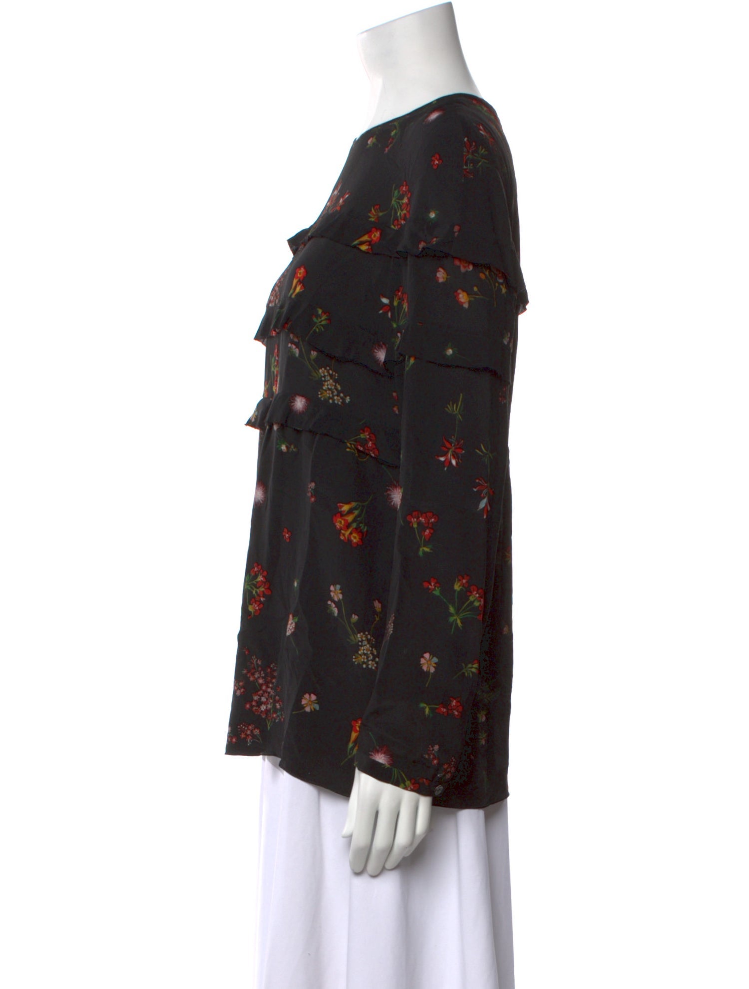 Red Valentino Floral Print Crew Neck Blouse