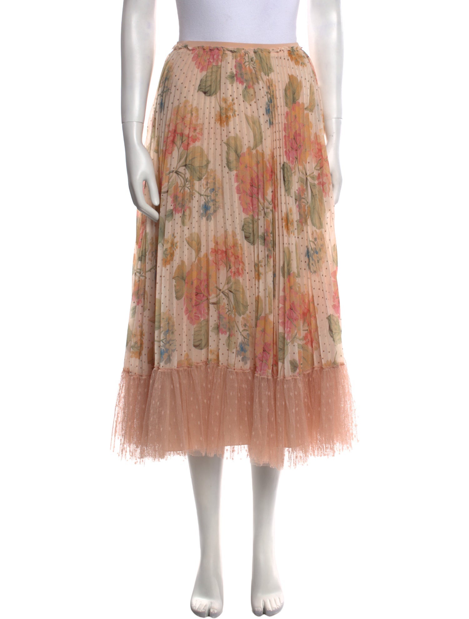 最終SALE! RED VALENTINO Floral-Print Skirt RED Valentino Redvalentino Pleated Floral Print Cotton Skirt