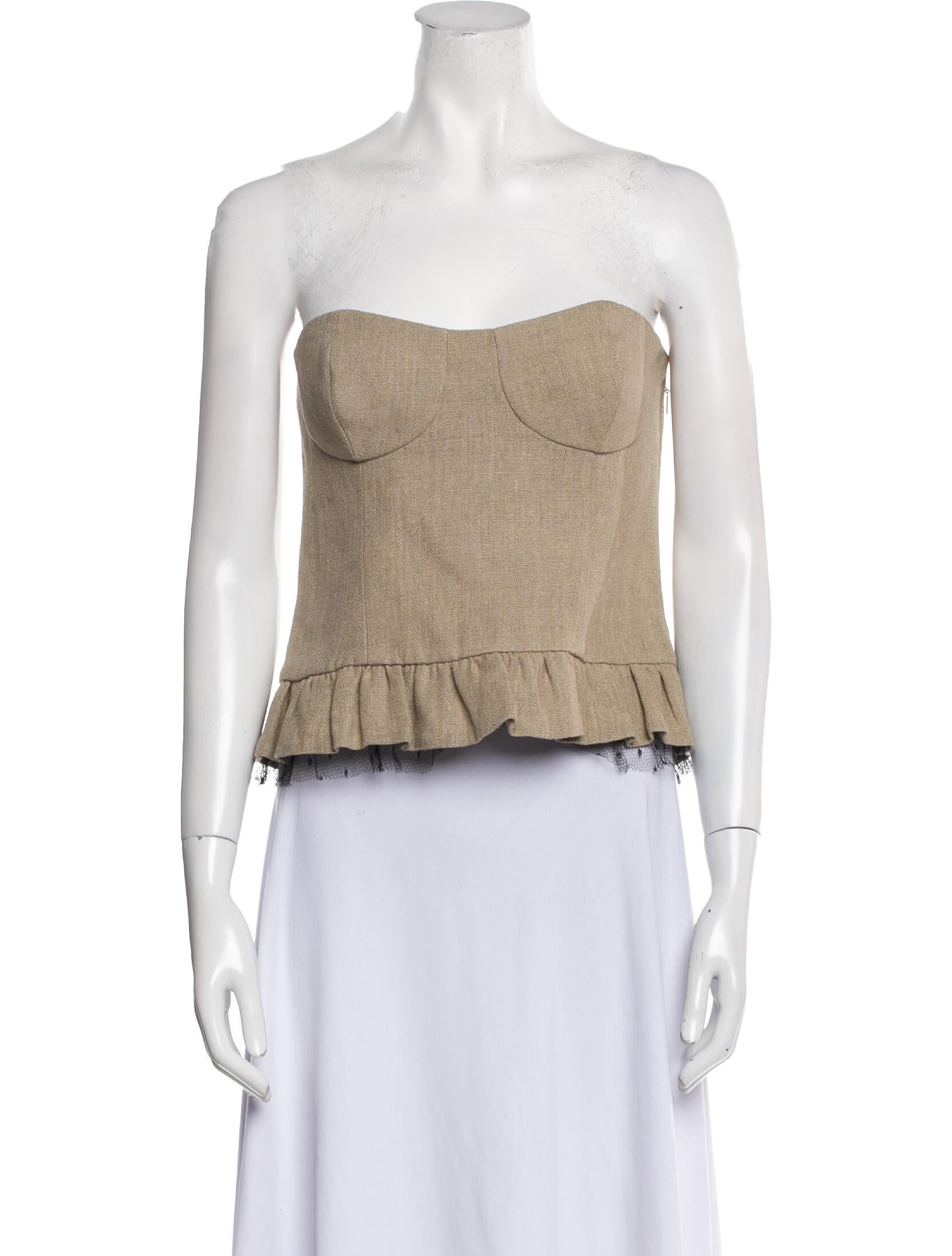 Red Valentino Linen Strapless Crop Top