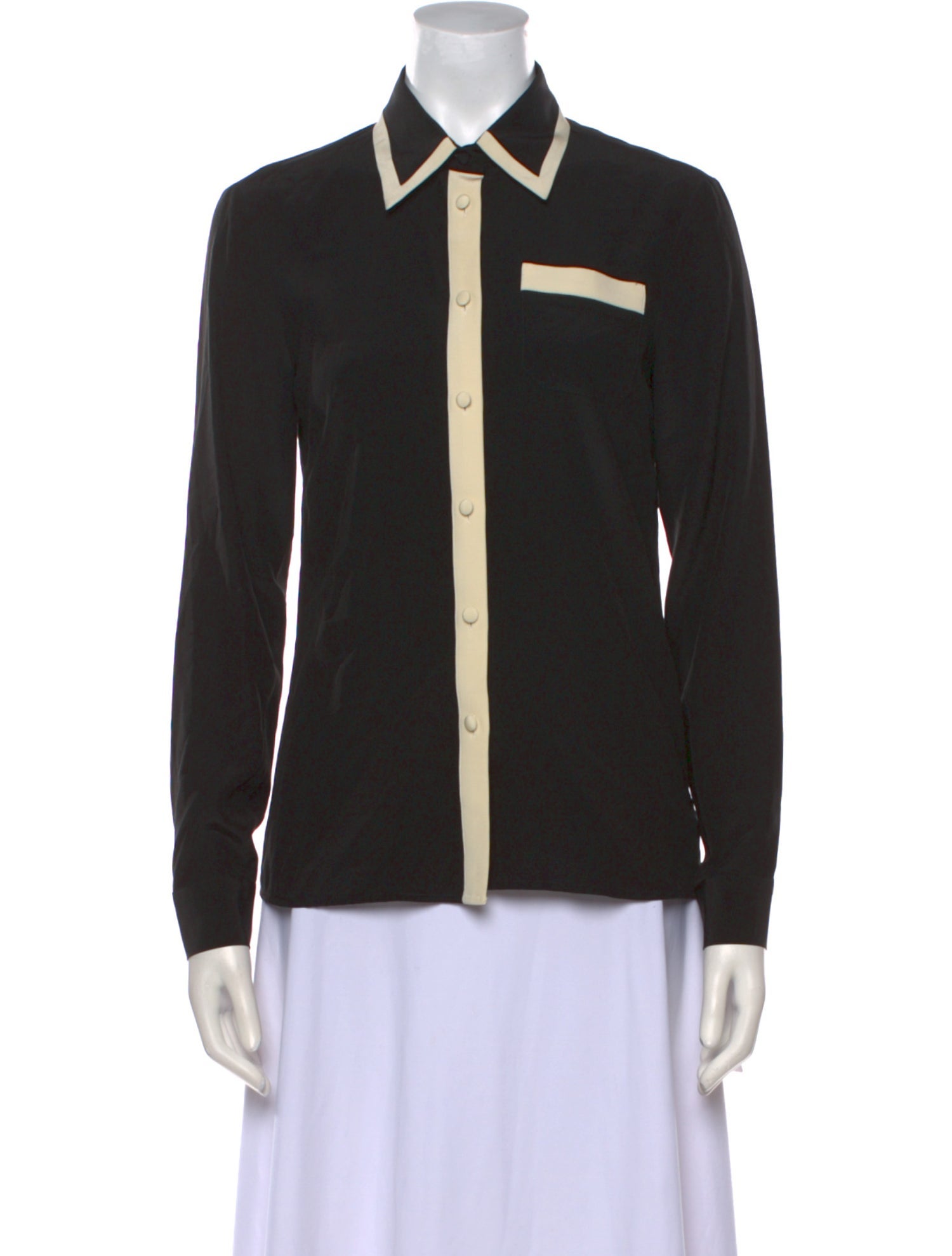 Red Valentino Silk Long Sleeve Button-Up Top