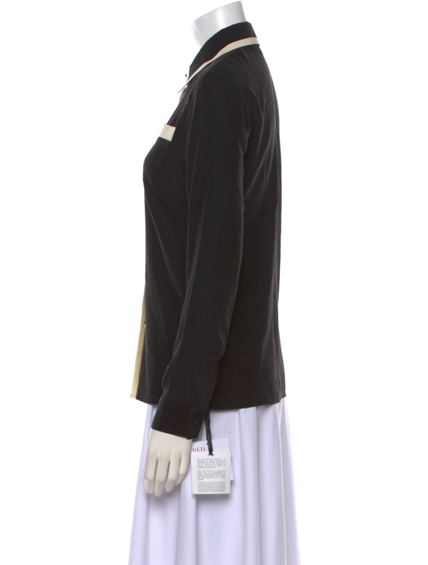 Red Valentino Silk Long Sleeve Button-Up Top